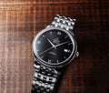 Omega De Ville Prestige Co-Axial Black Dial Silver Steel Strap Watch for Men - 424.10.40.20.01.001
