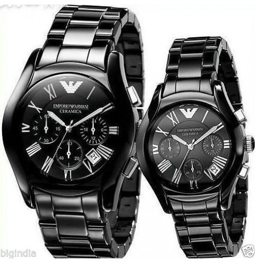 Emporio Armani Black Ceramic Dial Ceramic Strap Watch For Women - AR1401