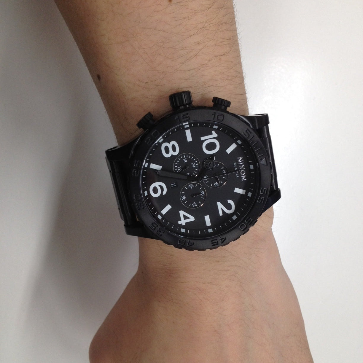 Nixon 51-30 Chrono Black Dial Black Steel Strap Watch for Men - A083-001
