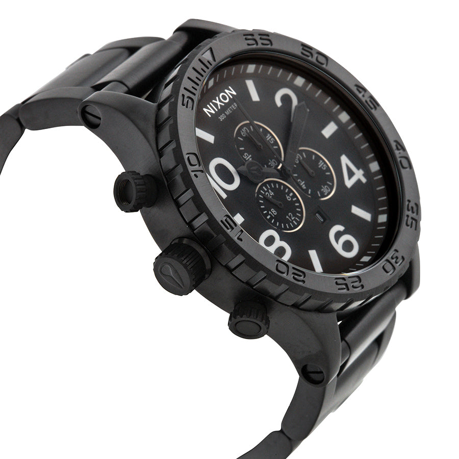 Nixon 51-30 Chrono Black Dial Black Steel Strap Watch for Men - A083-001