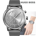 Hugo Boss Architectural Grey Dial Grey Leather Strap Watch for Men - 1513570