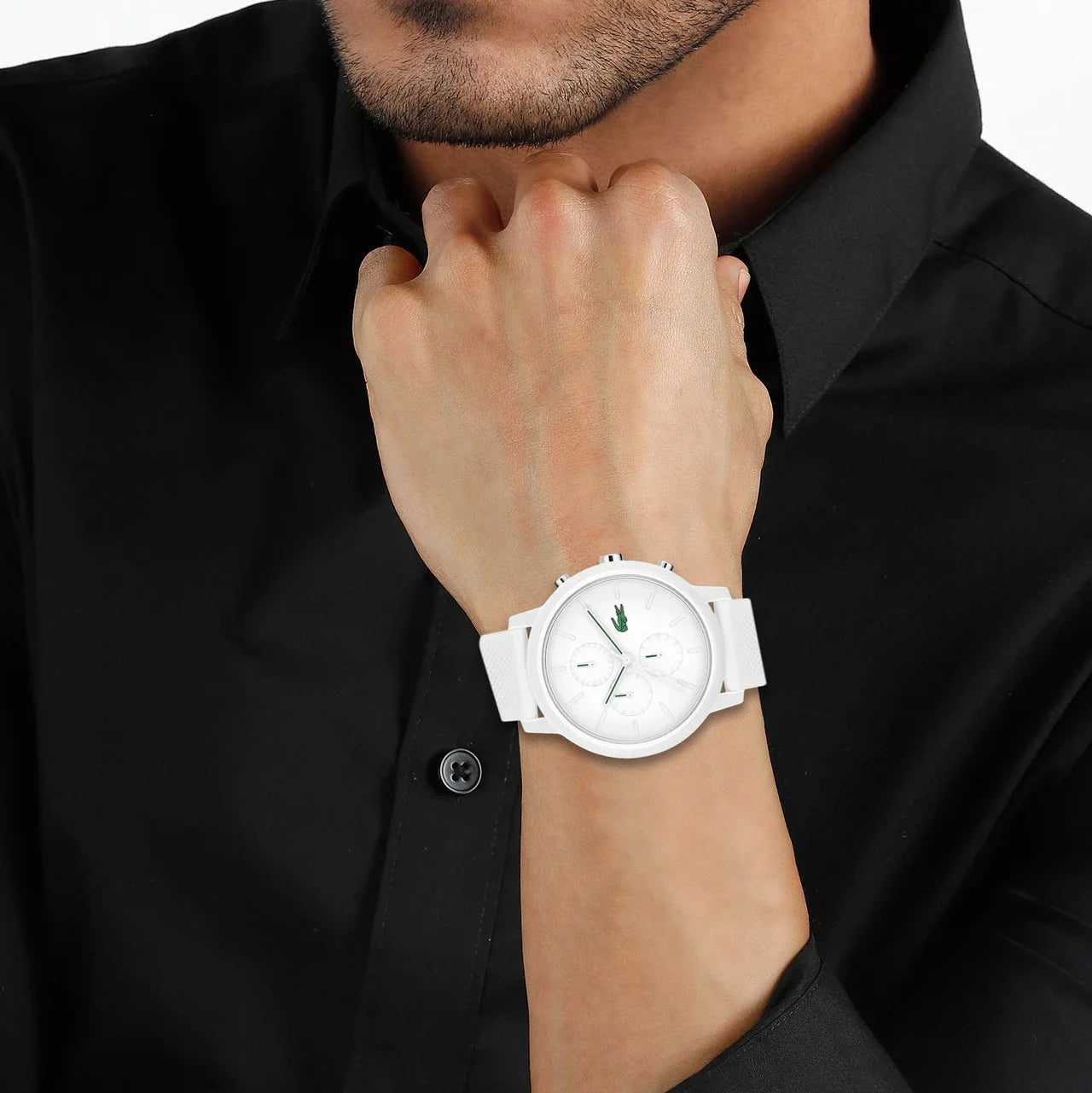 Lacoste 12.12 Chronograph White Dial White Silicon Strap Watch for Men  - 2011246