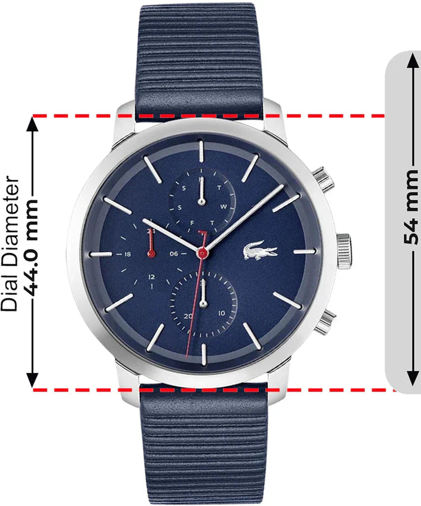 Lacoste Replay Chronograph Blue Dial Blue Leather Strap Watch for Men - 2011176