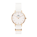 Daniel Wellington Petite Dover Quartz White Dial White NATO Strap Watch For Women - DW001000313