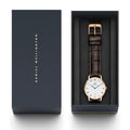 Daniel Wellington Dapper York White Dial Brown Leather Strap Watch For Women - DW00100093