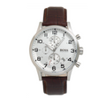 Hugo Boss Aeroliner Chronoraph White Dial Brown Leather Strap Watch For Men - HB1512447