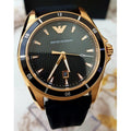 Emporio Armani Sport Quartz Black Dial Black Rubber Strap Watch For Men - AR11101