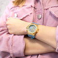 Guess Fusion Chronograph Blue Dial Blue Leather Strap Watch For Women - GW0553L3