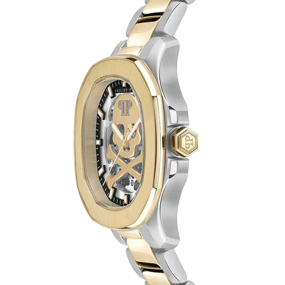 Philipp Plein High-Conic Automatic Gold Dial Two Tone Steel Strap Watch For Men - PWRAA0323