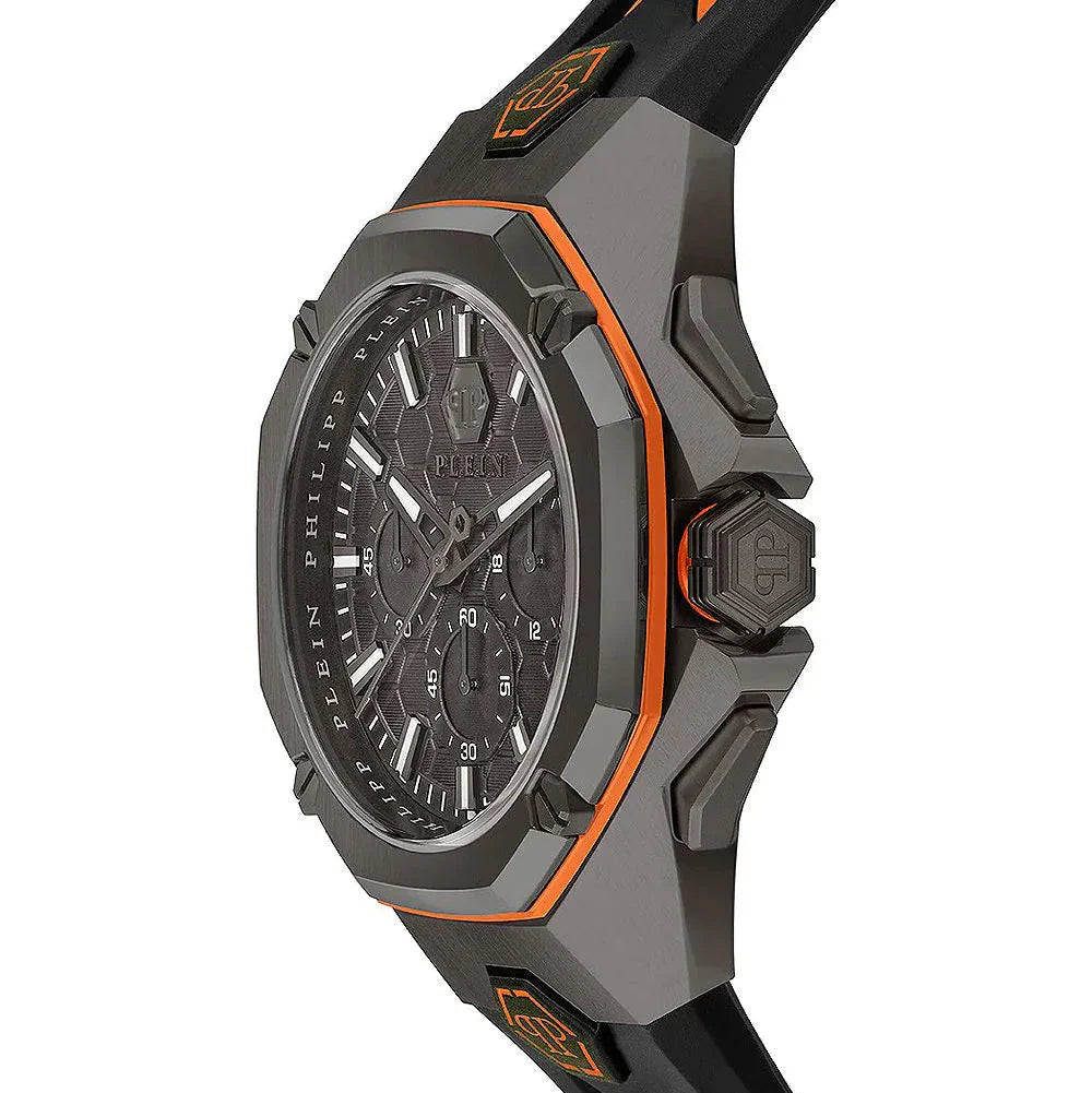 Philipp Plein Hyper Sport Chronograph Black Dial Two Tone Silicone Strap Watch for Men - PWTBA0523