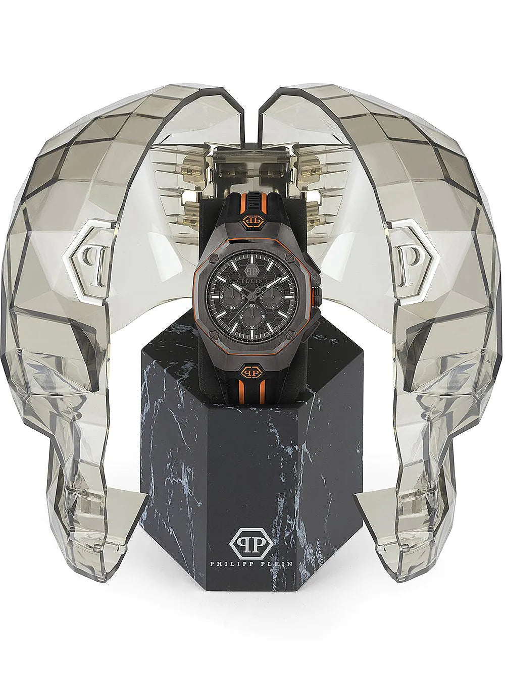 Philipp Plein Hyper Sport Chronograph Black Dial Two Tone Silicone Strap Watch for Men - PWTBA0523