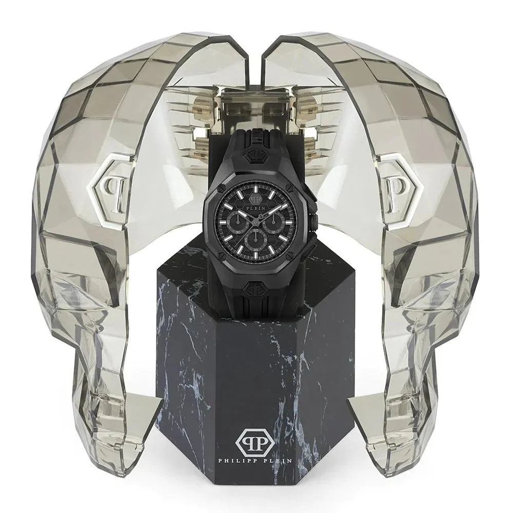 Philipp Plein Octagon Black Dial Black Silicone Strap Watch for Men - PWTBA0623