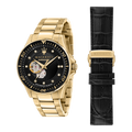 Maserati SFIDA Black Dial Yellow Gold Toned Stainless Steel Watch For Men - R8823140003