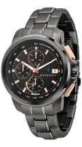 Maserati Successo Solar Black Dial Grey Steel Strap Watch For Men - R8873645001