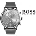 Hugo Boss Architectural Grey Dial Grey Leather Strap Watch for Men - 1513570
