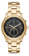 Michael Kors Blair Quartz Black Dial Gold Steel Strap Watch For Women - MK6497
