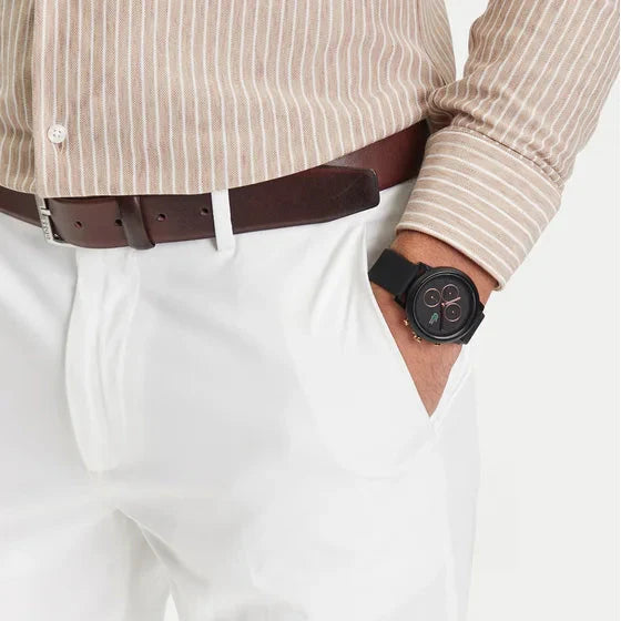 Lacoste 12.12 Chronograph Black Dial Black Silicon Strap Watch for Men - 2011247