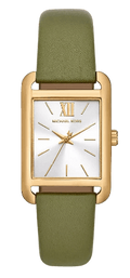 Michael Kors Monroe Three-Hand Silver Dial Green Leather Strap Watch for Women - MKO1028