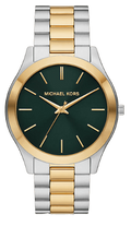 Michael Kors Slim Runway Quartz Green Dial Two Tone Steel Strap Watch for Women - MK9149