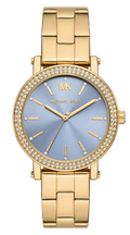 Michael Kors Quartz Blue Dial Gold Steel Strap Watch for Men - MKO1048