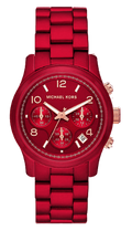 Michael Kors Runway Analog Chronograph Red Dial Red Steel Strap Watch for Women - MK7436