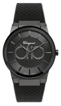 Salvatore Ferragamo Sapphire Black Dial Black Rubber Strap Watch for Men - SFHP00320