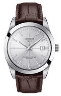 Tissot Gentleman Powermatic 80 Silicium Silver Dial Brown Leather Strap Watch For Men - T127.407.16.031.01