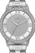 Guess Ethereal Diamonds Silver Dial Silver Steel Strap Watch for Women - W1013L1