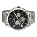Tommy Hilfiger Chronograph Black Dial Silver Mesh Bracelet Watch for Men - 1791292