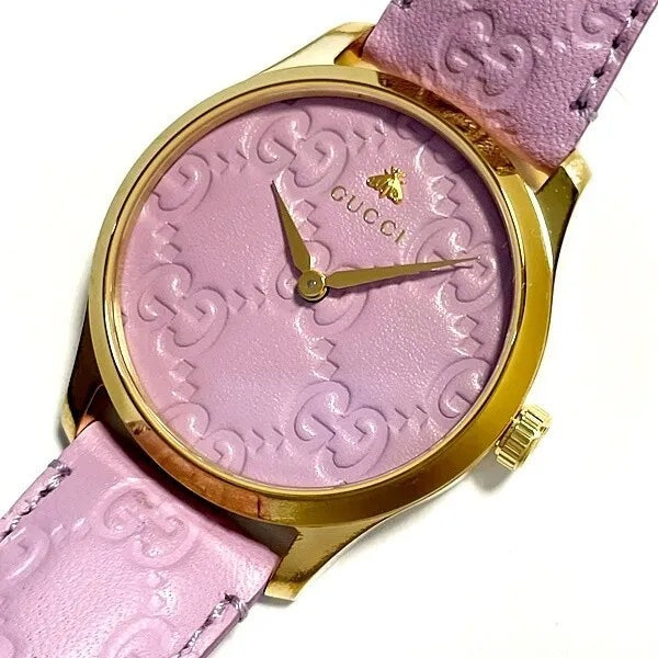 Gucci G Timeless Quartz Lilac Dial Lilac Leather Strap Watch For Women - YA1264098