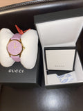 Gucci G Timeless Quartz Lilac Dial Lilac Leather Strap Watch For Women - YA1264098