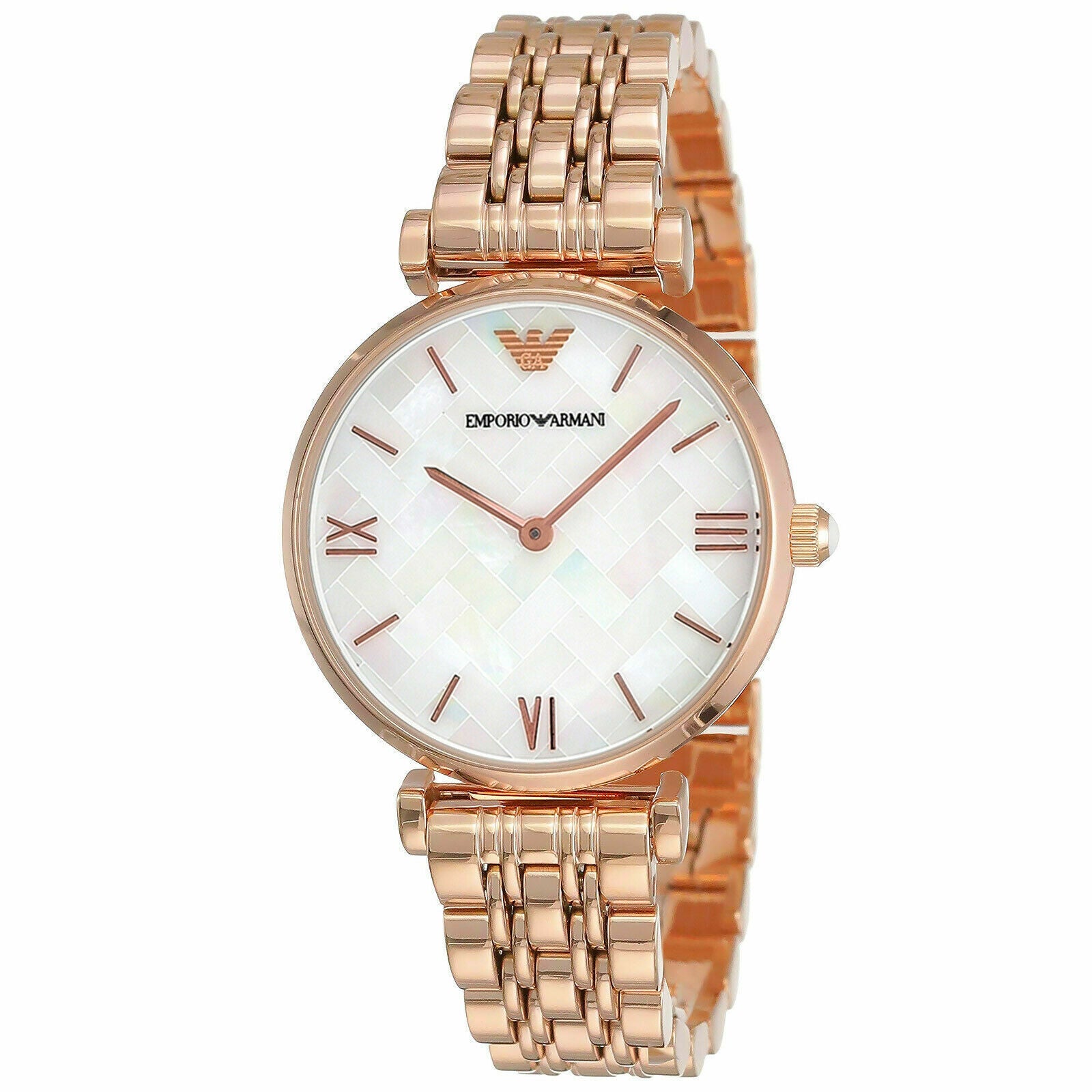 Emporio Armani Mother of Pearl Dial Rose Gold Steel Strap Watch For Women - AR11110