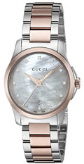 Gucci G Timeless Diamonds Mother of Pearl Dial Two Tone Steel Strap Watch For Women - YA126544