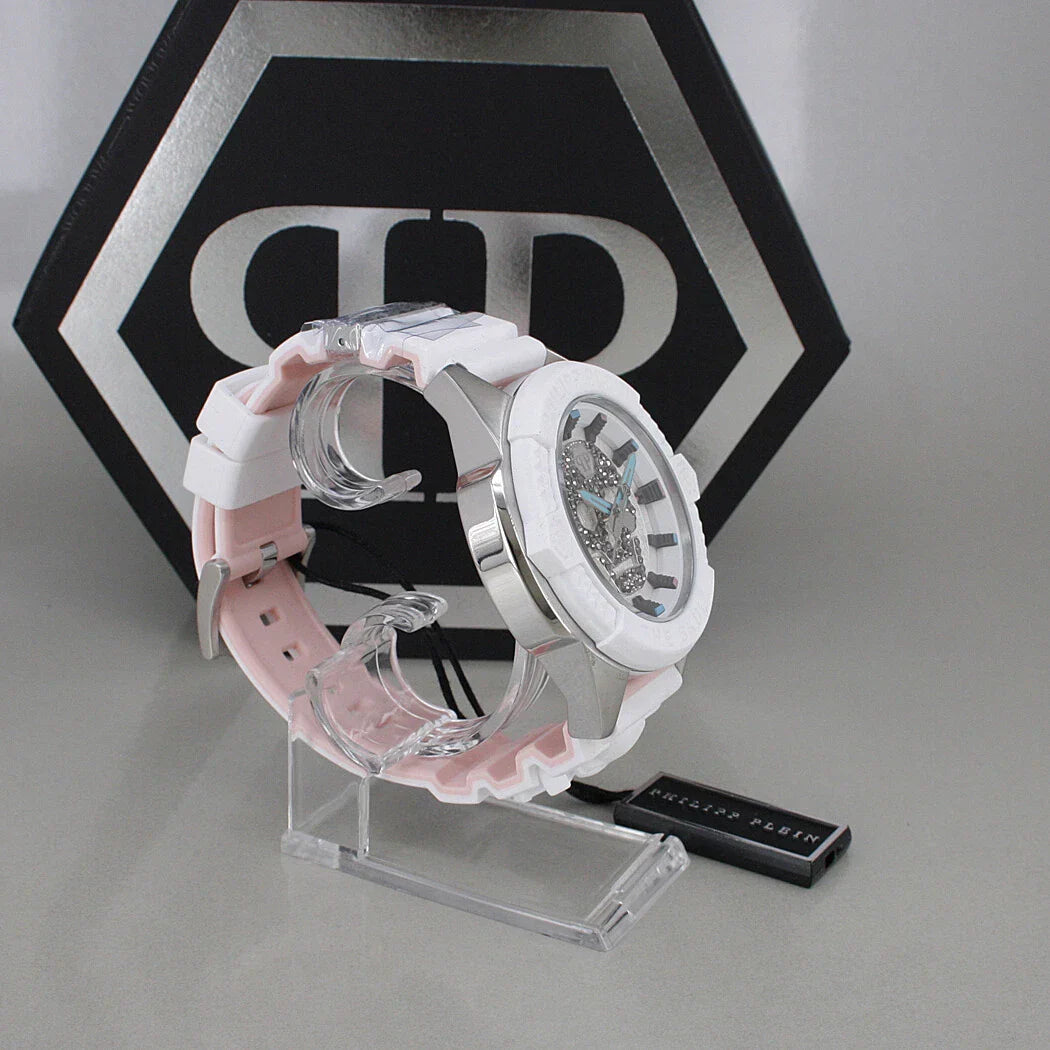 Philipp Plein The Skull White Dial White Silicone Strap Watch for Men - PWAAA1521