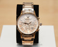 Emporio Armani Classic Rose Gold Chronograph Steel Strap Watch For Men - AR2452