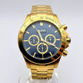 Hugo Boss Ikon Blue Dial Gold Steel Strap Watch for Men - 1513340