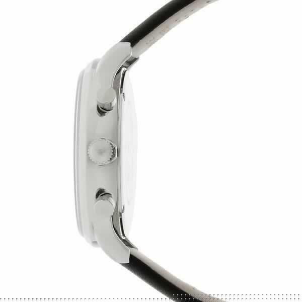 Emporio Armani Gianni White Dial Black Leather Strap Watch For Men - AR0385