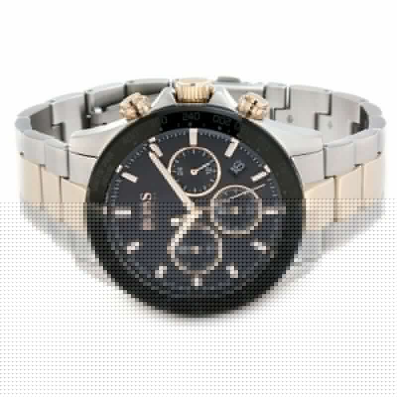 Hugo Boss Here Chronograph Black Dial Two Tone Steel Strap Watch for Men - 1513757