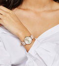 Emporio Armani Gianni T Bar Analog Silver Dial Beige Leather Strap Watch For Women - AR11127