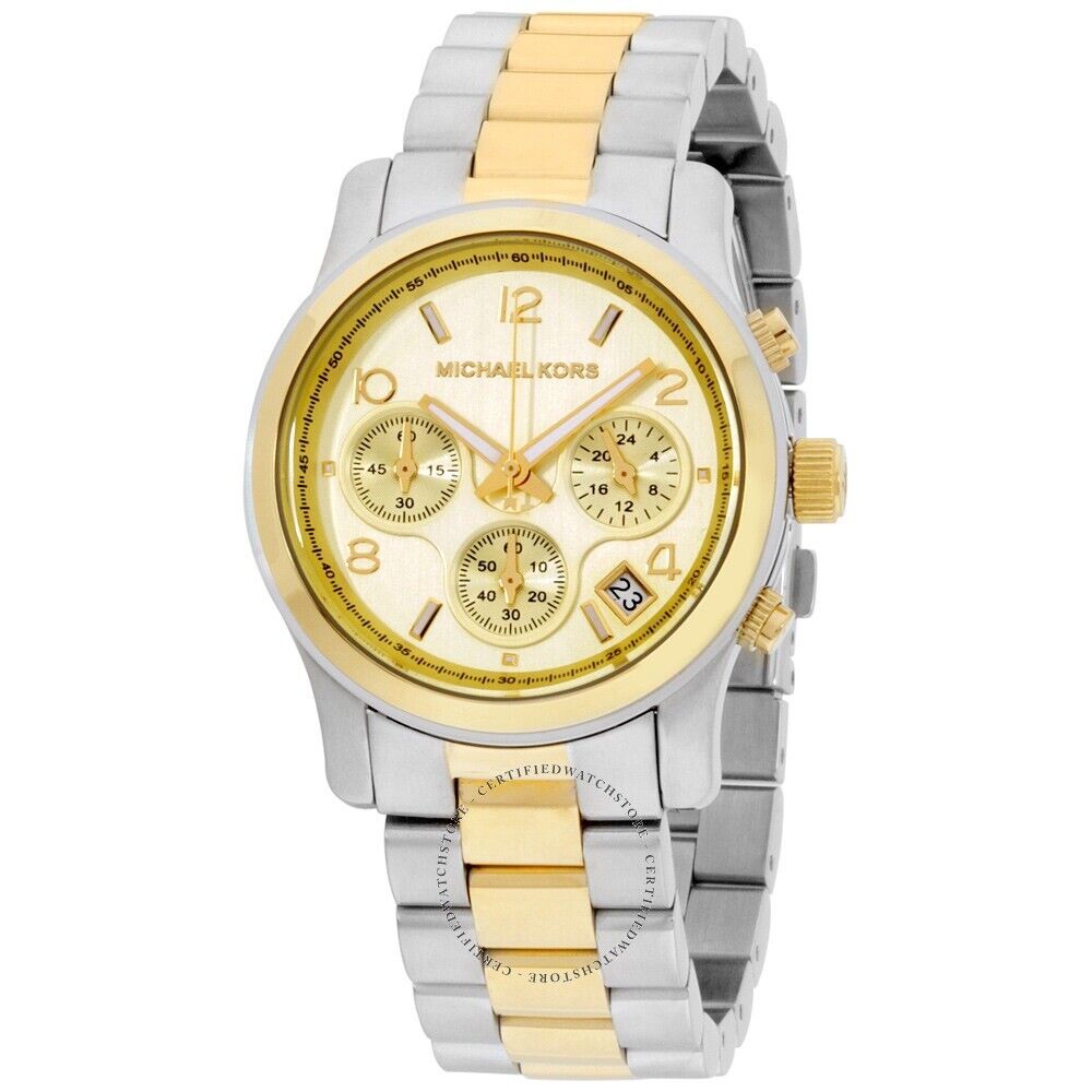 Michael Kors Runway Gold Dial Two Tone Steel Strap Watch for Women - MK5137