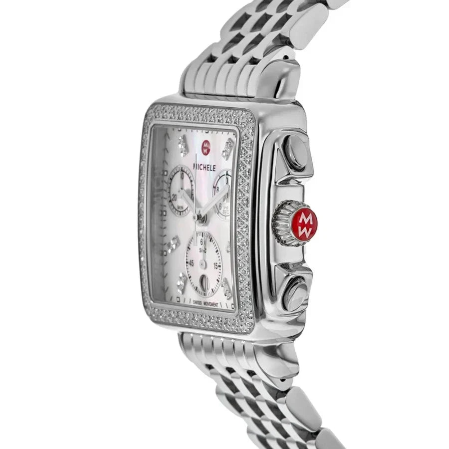 Michele Deco Mother of Pearl Dial Silver Steel Strap Watch For Women - MWW06V000001
