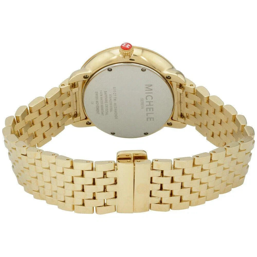 Michele Serein Mother of Pearl Dial Gold Steel Strap Watch for Women - MWW21B000017