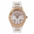 Guess Luna Diamonds White Dial White Rubber Strap Watch for Women - W0653L4
