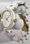 Michael Kors Delray Rose Gold Dial White Steel Strap Watch for Women - MK4315