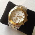 Marc Jacobs Blade Chronograph Silver Dial Two Tone Steel Strap Watch for Women - MBM3177