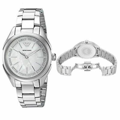Emporio Armani Valeria Quartz Mother of Pearl Dial Silver Steel Strap Watch For Women - AR11030