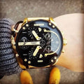 Diesel Mr Daddy 2.0 Chronograph Black Dial Gold Steel Strap Watch For Men - DZ7333