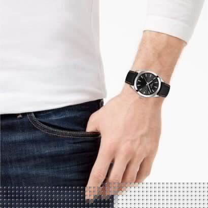 Tissot Gentleman Black Dial Black Leather Strap Watch For Men - T127.410.16.051.00