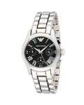 Emporio Armani Velente Chronograph Black Dial Silver Steel Strap Watch For Women - AR0674