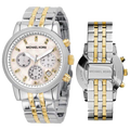 Michael Kors Ritz Chronograph White Dial Two Tone Steel Strap Watch for Women - MK5057